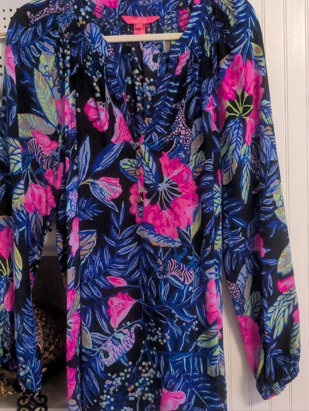 Lilly Pulitzer Elsa Silk Top, Onyx Earned Stripes, Size XL